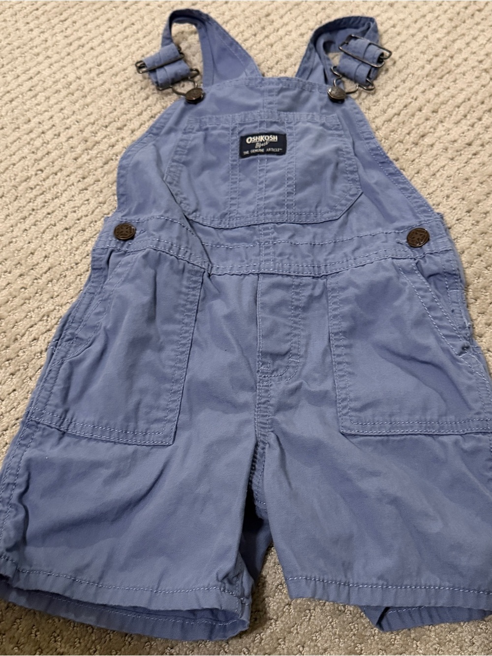 OshKosh B'gosh Vestbak Steel Blue Cotton Shortalls Sz 3T